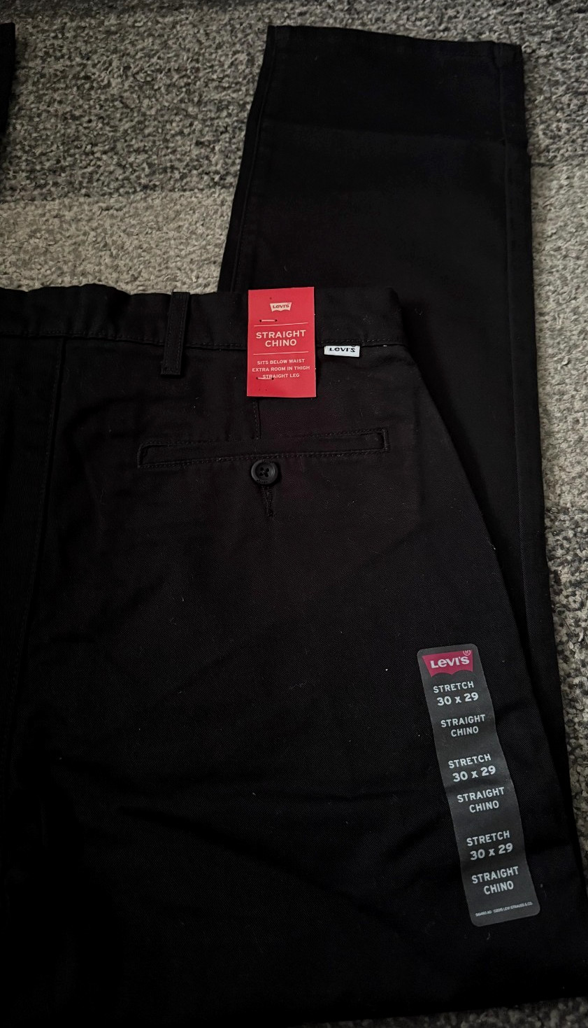 Levi’s Strauss Straight Chino 2-Way Comfort Stretch Jeans Black 30Wx29L