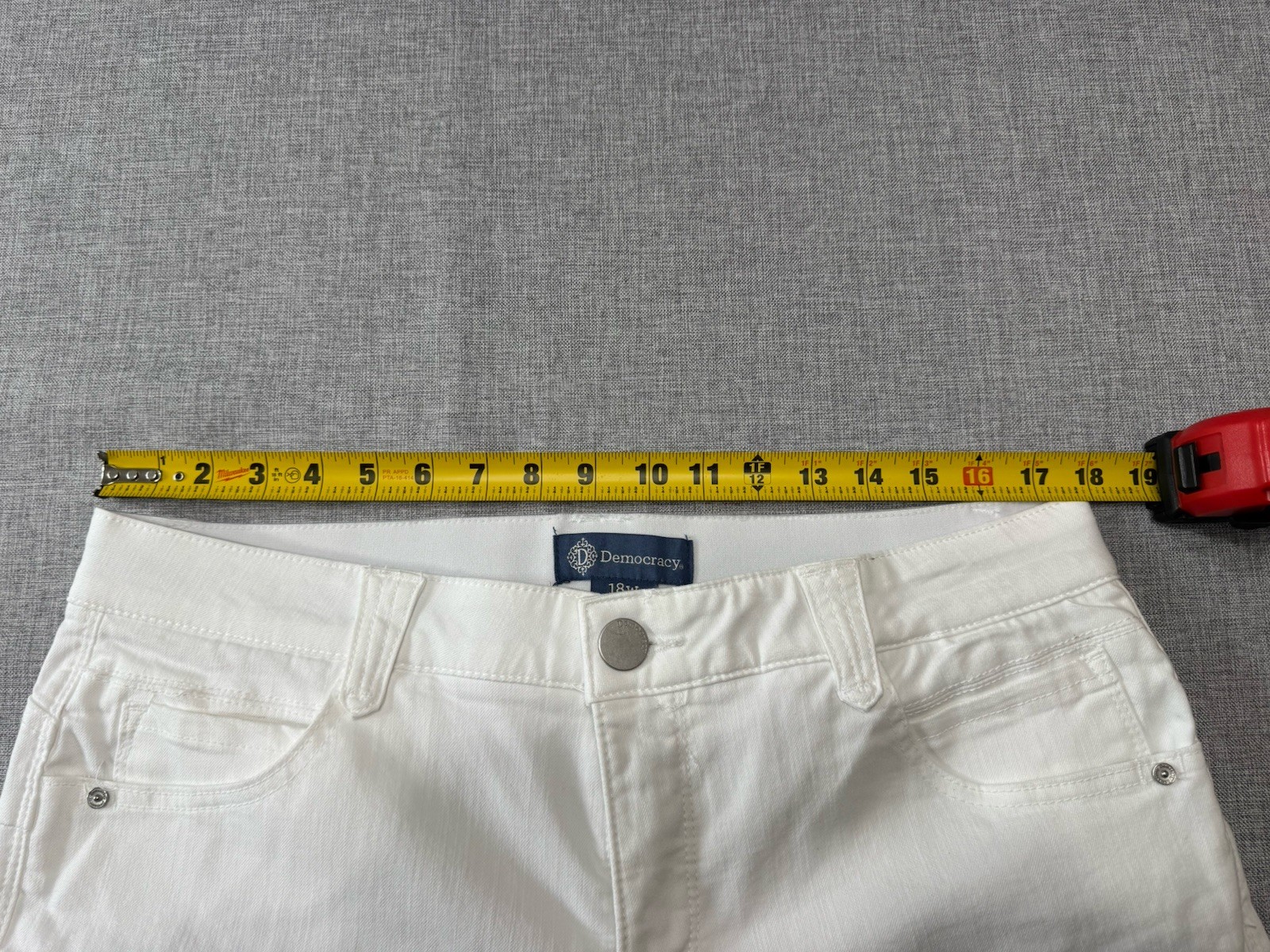 Democracy Ab Solution Optic White Ankle Skimmer 18W Cropped Jeans Stretch Denim