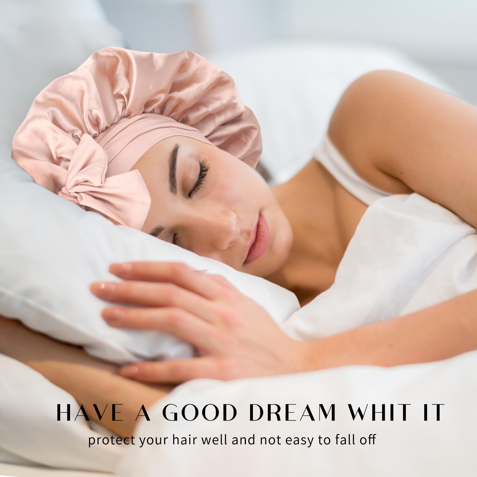Silk Bonnet for Sleeping Women Double Layer Satin Bonnet Hair Bonet with Elastic
