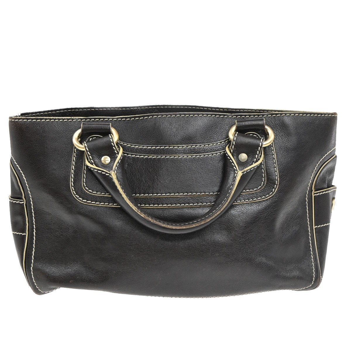 CELINE Logo Boogie Hand Bag Leather Brown GHW Italy 61EG236