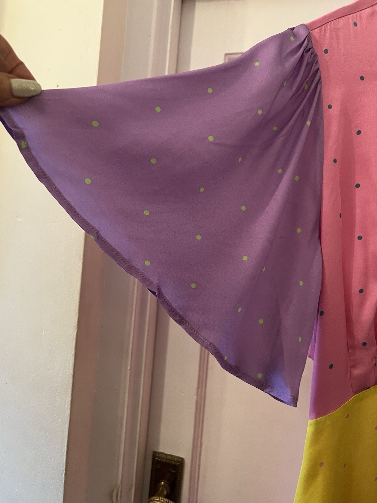 New Olivia Rubin Fleur Polka Dot Silk Mix Satin Print Midi Dress,UK 14
