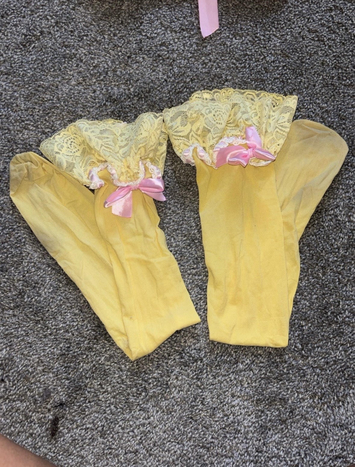 HOUSE BUNNY/ TRASHY LINGERIE Custom Inspired Yellow & Pink Lace Lingerie Set