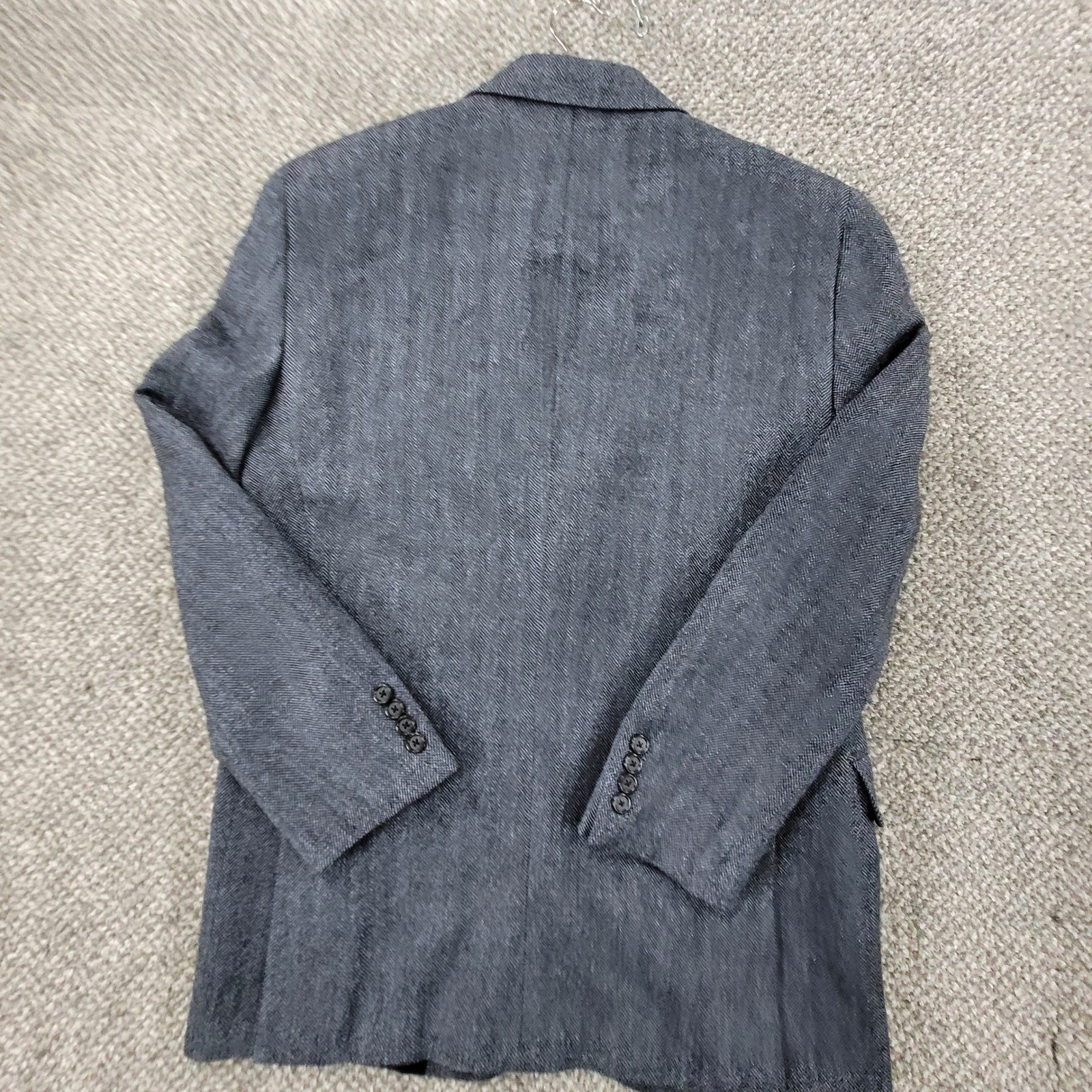 Hickey Freeman Milburn Mens 38R Blazer Blue Grey Herringbone Worsted Wool Jacket