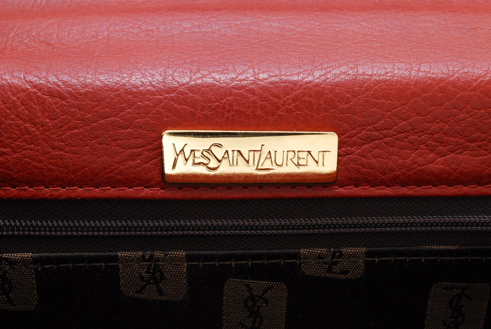 Yves Saint Laurent Hand Tote Stitch Bag Leather Brown Vintage YSL Auth #1196
