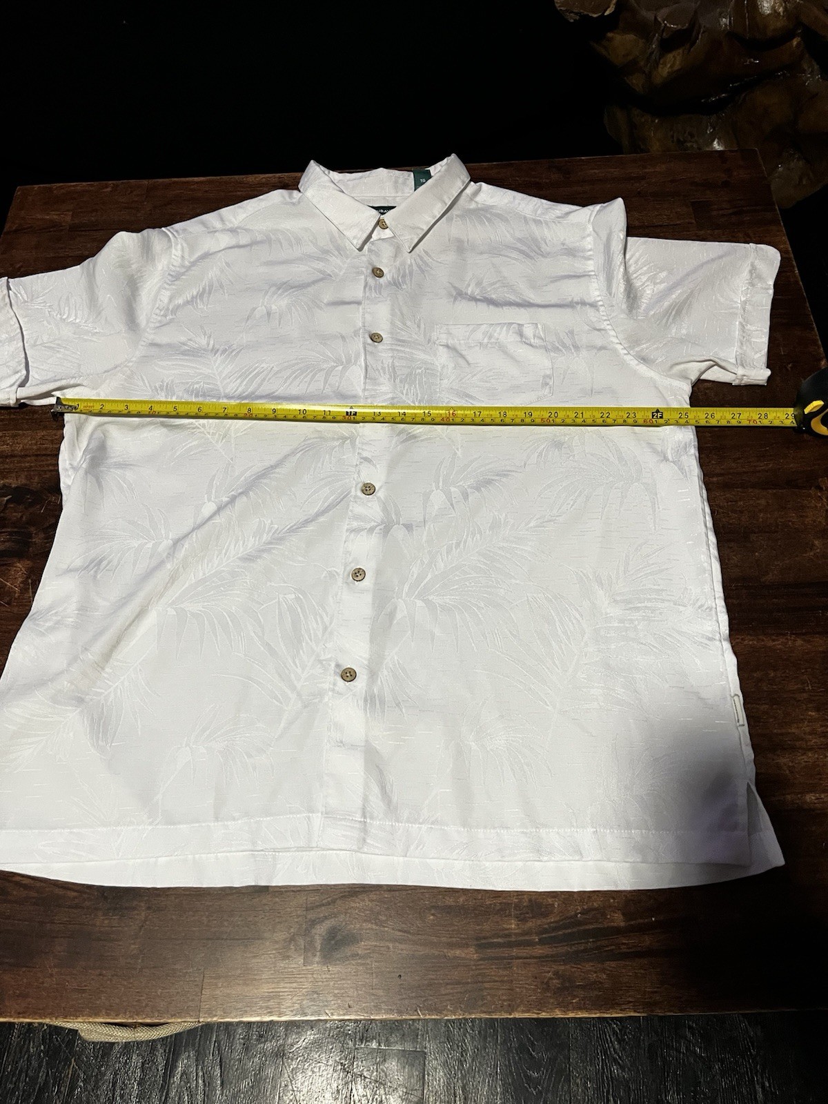 XL Cubavera White/ White Floral Short Sleeve Button Down With Collar