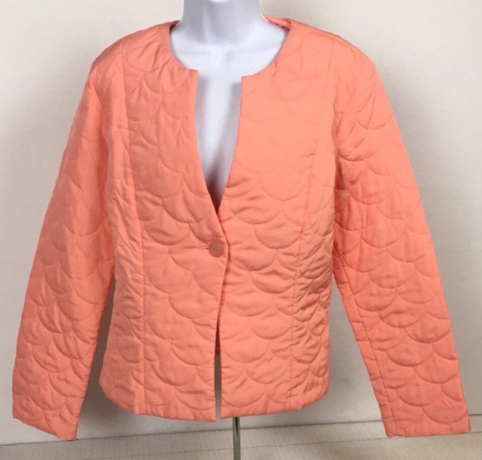 B Belongings Jacket Size L Light Orange Quilted Long Sleeves Single Button Close