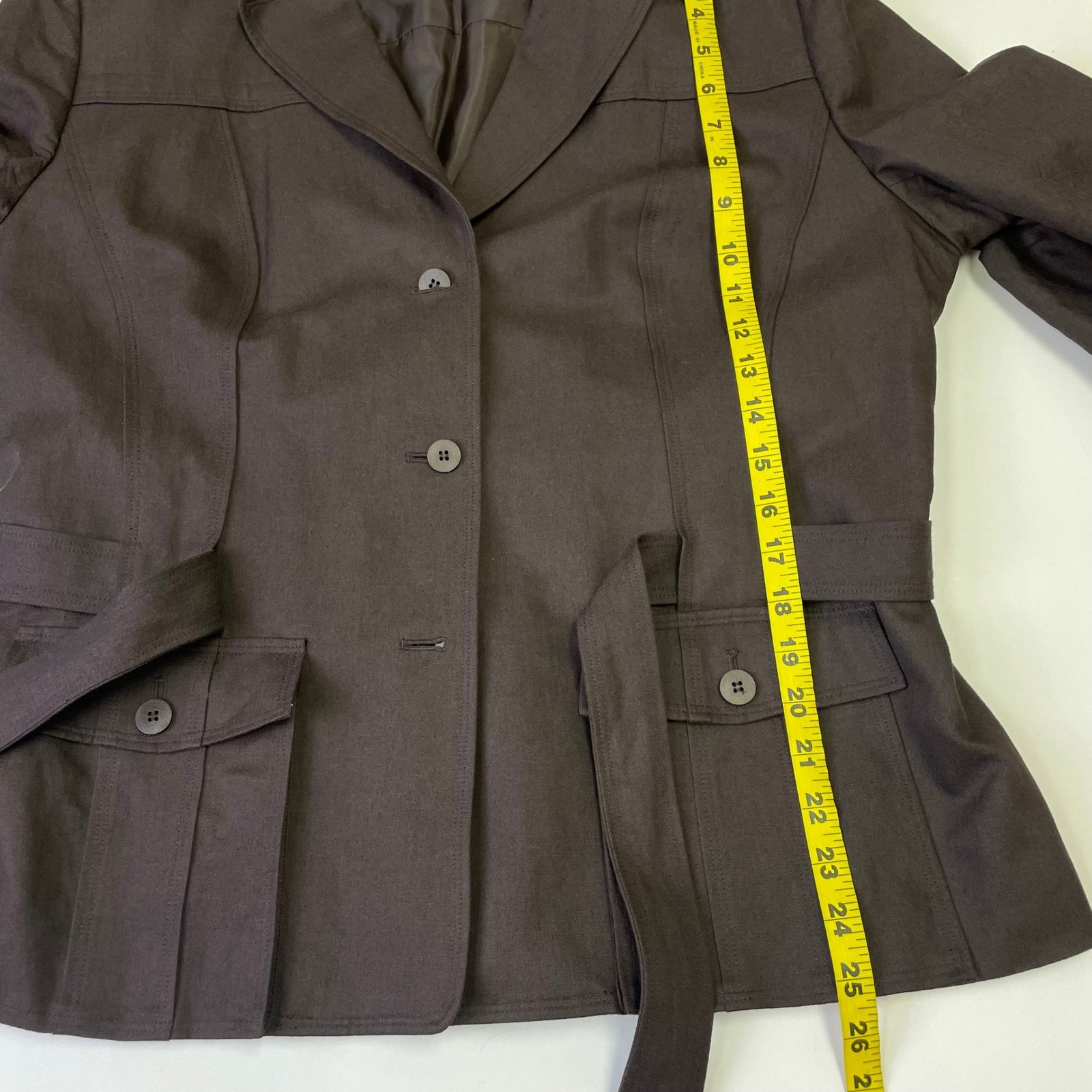 Vintage Talbots Linen Blend Blazer Brown Jacket Womens 18 Safari Quiet Luxury