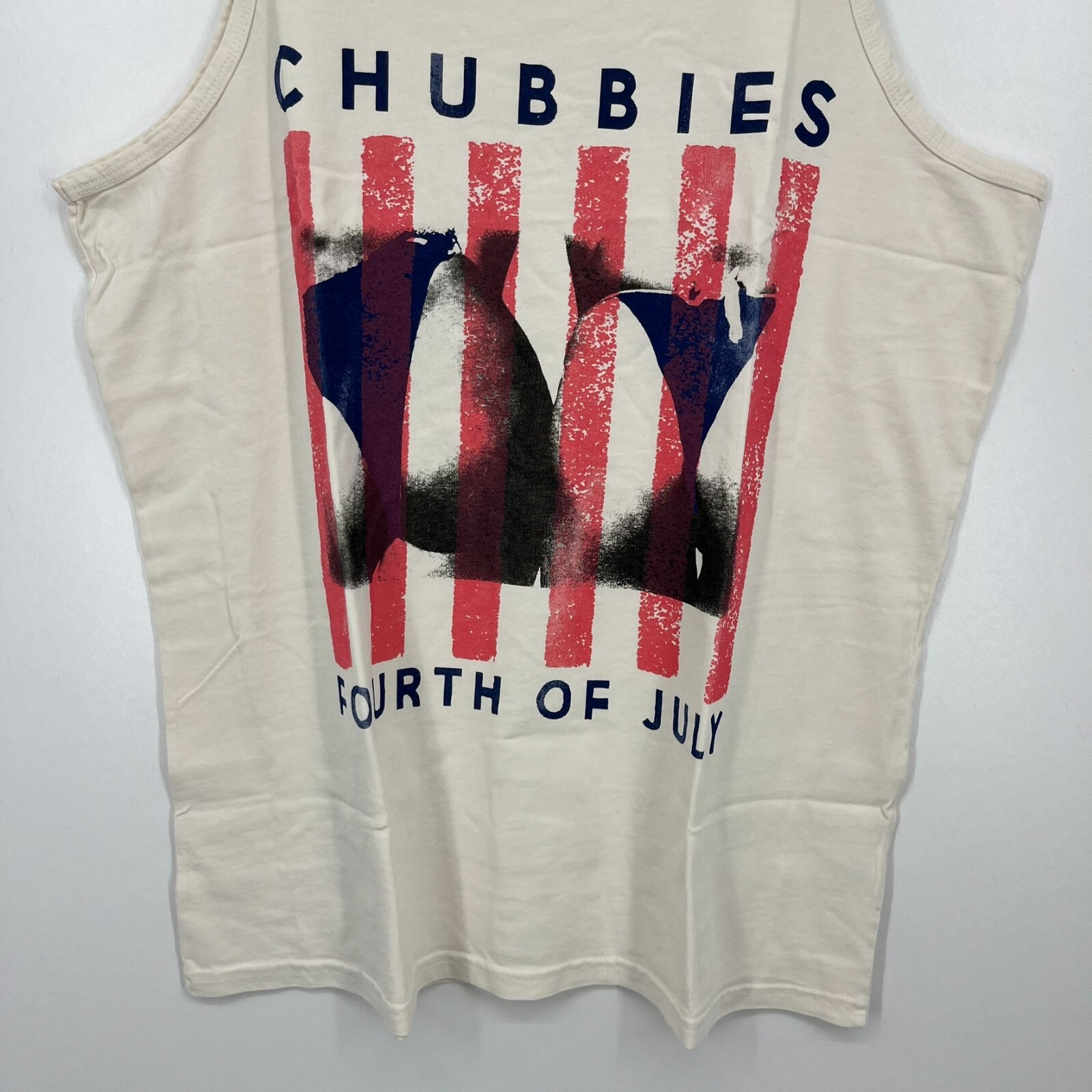 Chubbies Tank Top Men’s Size L White Cream Fourth of July 4th USA Cotton New NWT