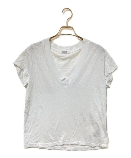 LA Made Slub V-Neck T-Shirt Women’s White S Cotton, US Made