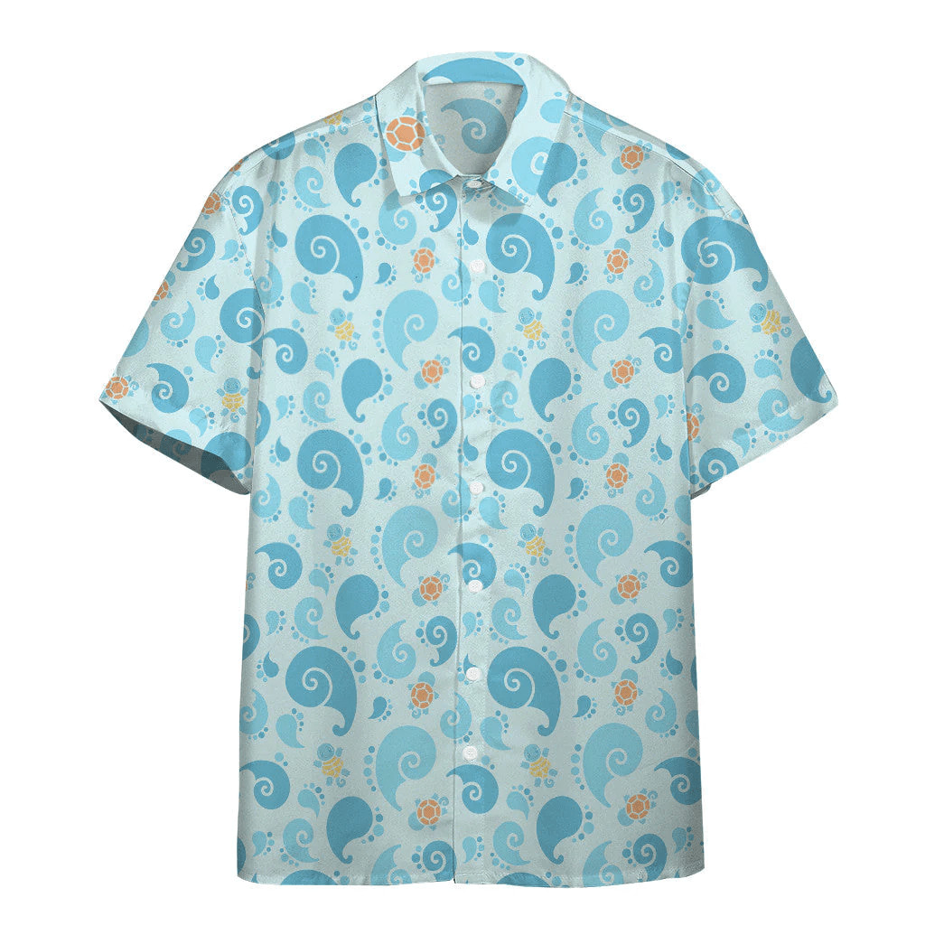 Pokemon Trendy Hawaiian Shirt Squirtle Pattern Cute Blue Hawaii Shirt Pokemon Al