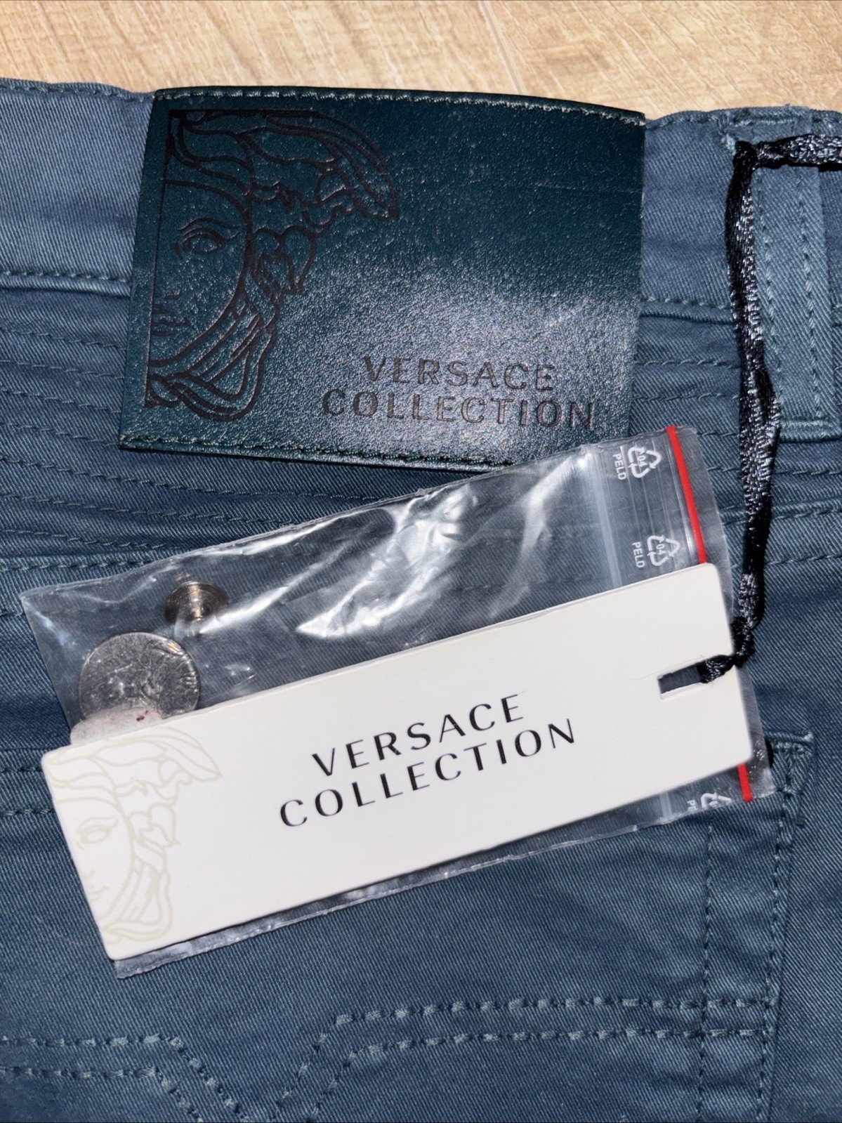 NWT Versace Collection Navy Stretch Moto Pants Size 35×32 MSRP $795