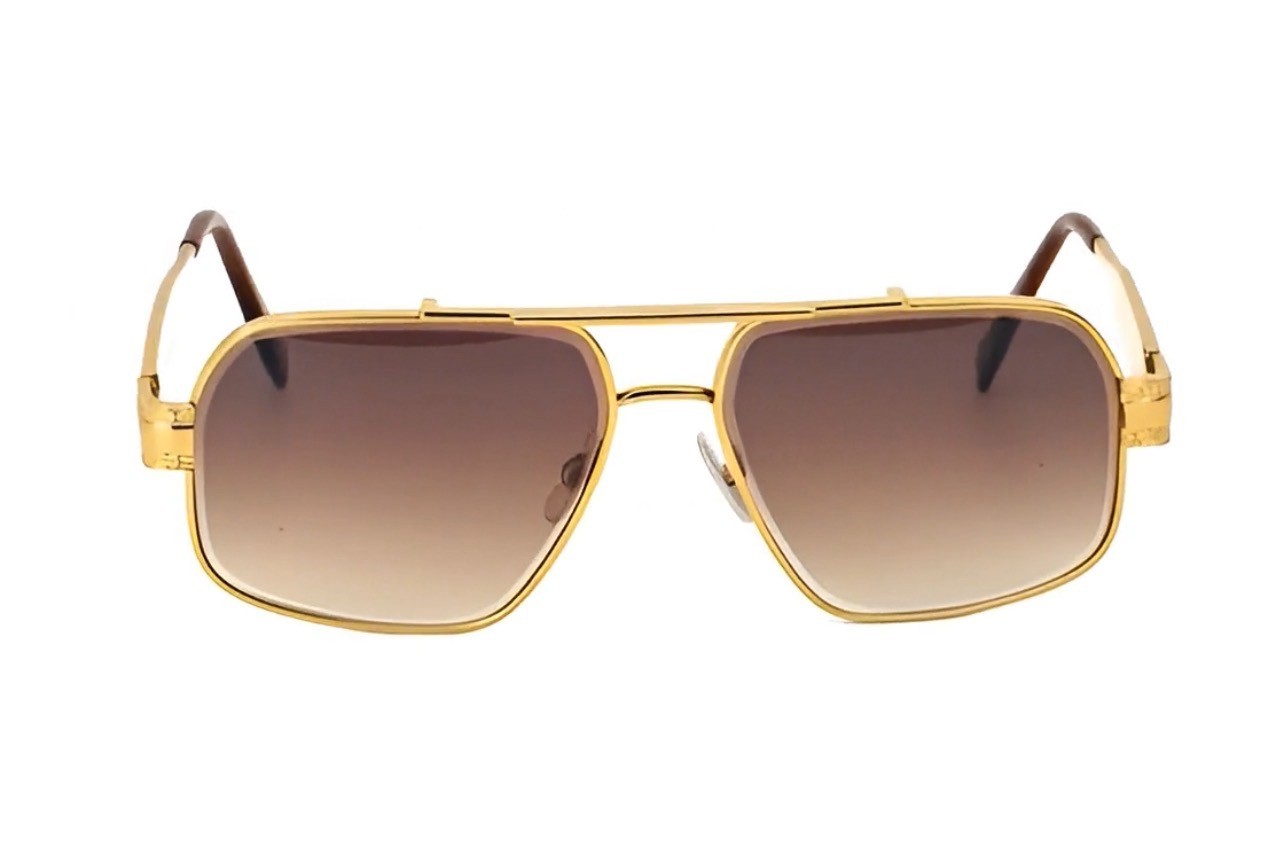 Men Sunglasses Classic Black Lens Square Fashion Design Gold Metal Frame Shades