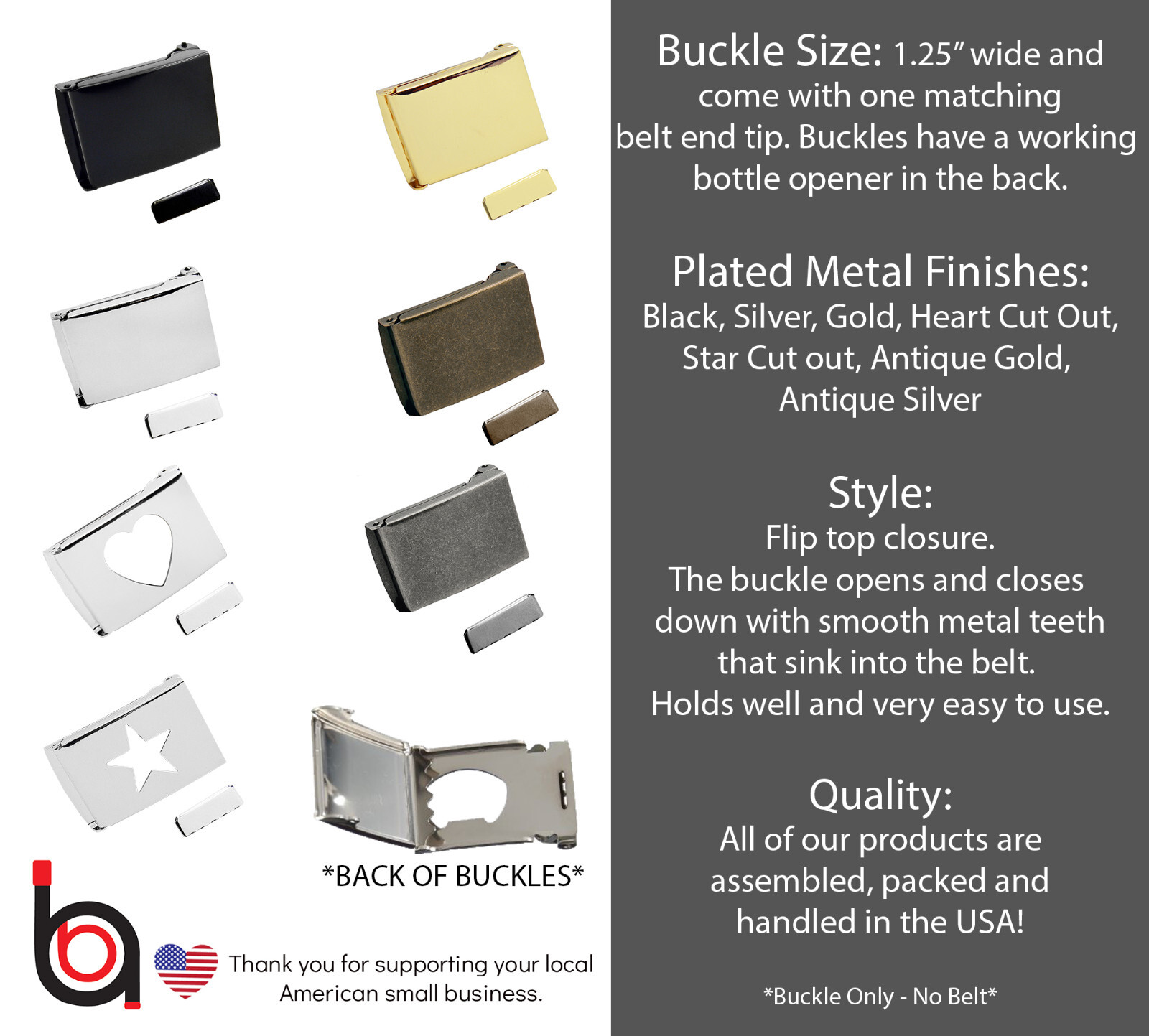Build A Belt Replacement Military Style 1.25″ Wide Buckle With Matching Belt Tip
