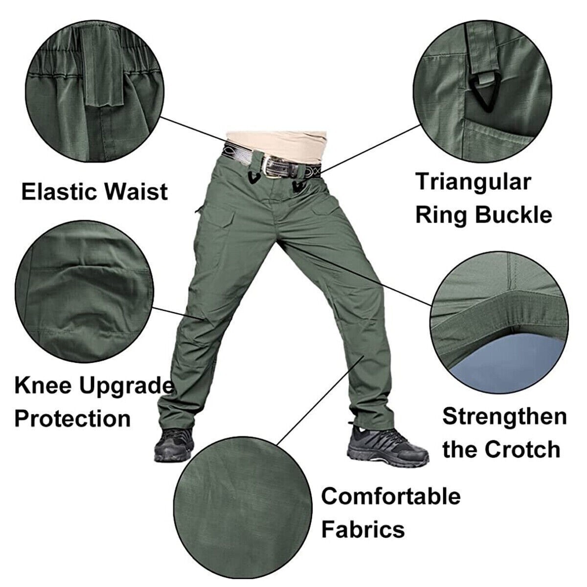 Mens Tactical Cargo Pants Work Pants Combat Outdoor Waterproof Hiking Trousers