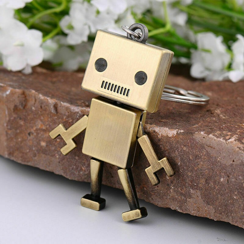 1*Cute Movable Metal Robot Keychain Keyring Key Chain Ring Bag Purse Pendant A