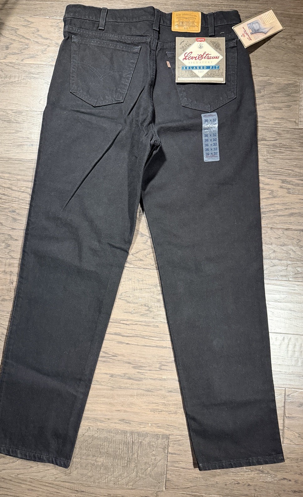 NWT Vintage 90s Levi’s Signature 540 Relaxed Fit Jeans Black 36X32 USA Made