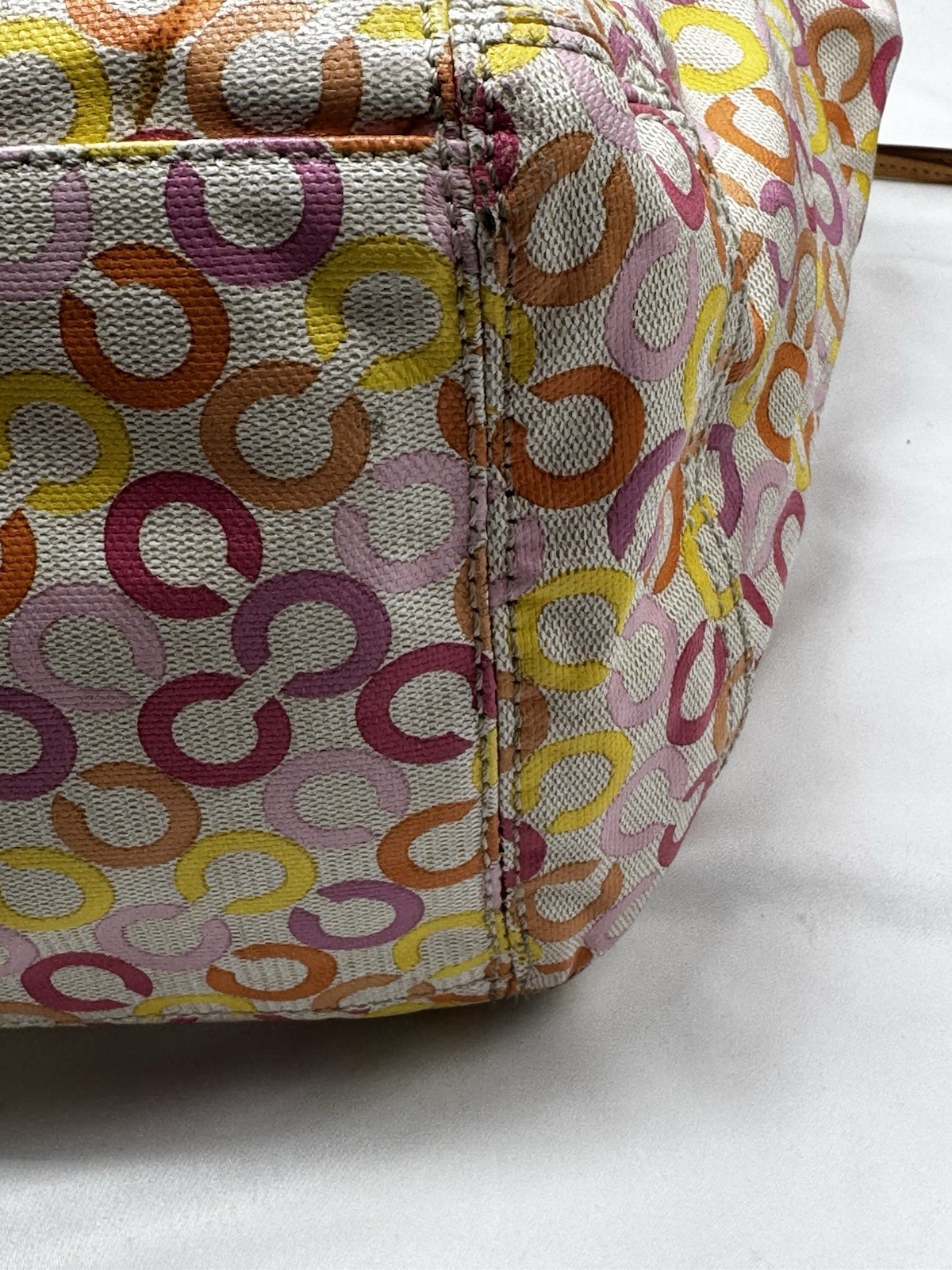 COACH Leah Signature Muti-color Shopper Tote Bag Laptop Commuter Office Shoulder