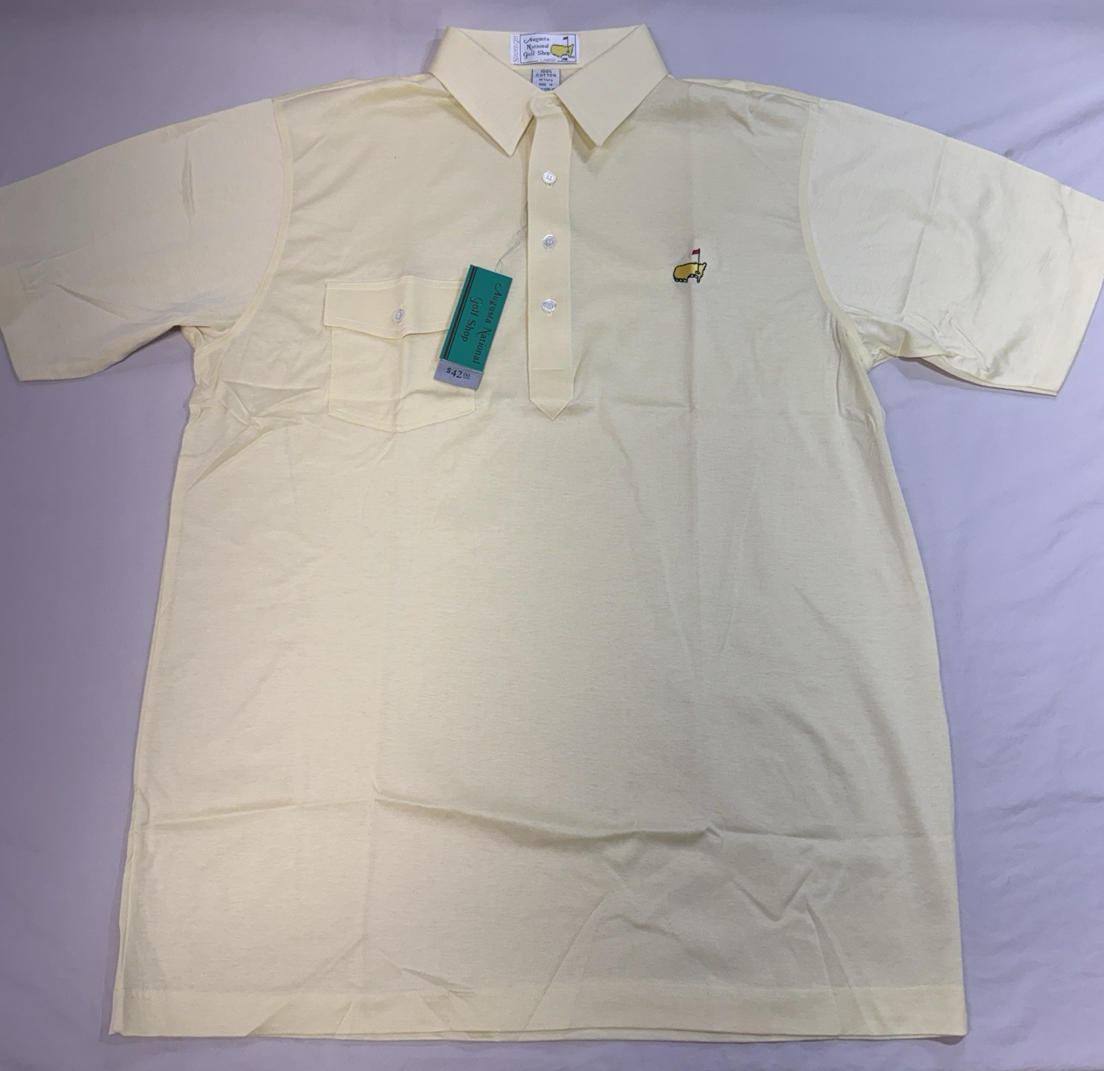 VTG Augusta National Golf Shop Slazenger L Masters Yellow Polo Shirt Cotton NWT
