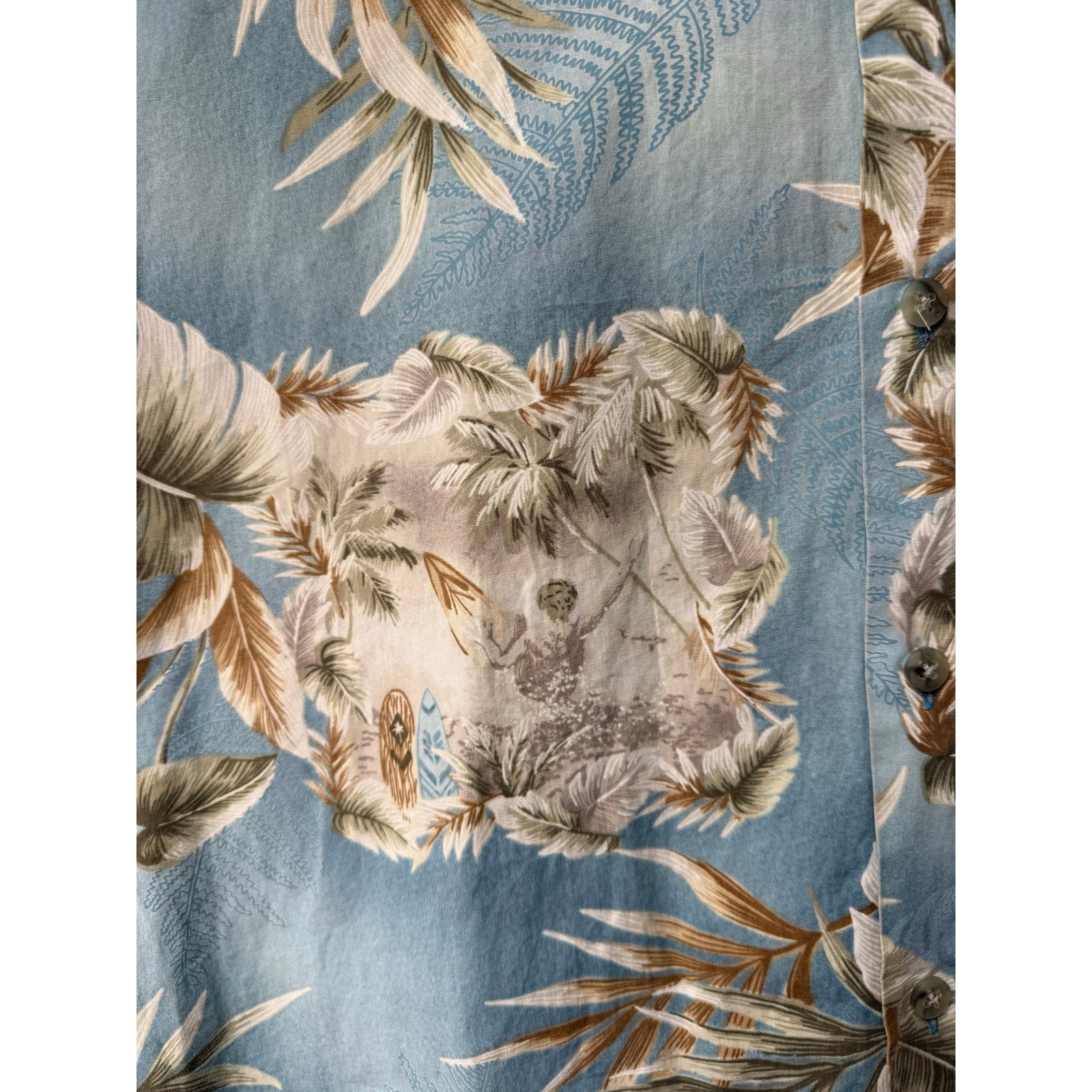 Vintage 80s St John’s Bay Tropical Shirt Hawaiian Island Palm Tree Surfer Mens M