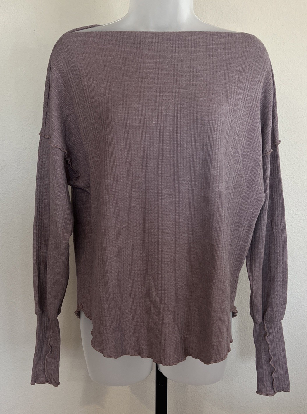NWT Project Social T Women’s Thermal Waffle Long Sleeve Off Shoulder Mauve Small