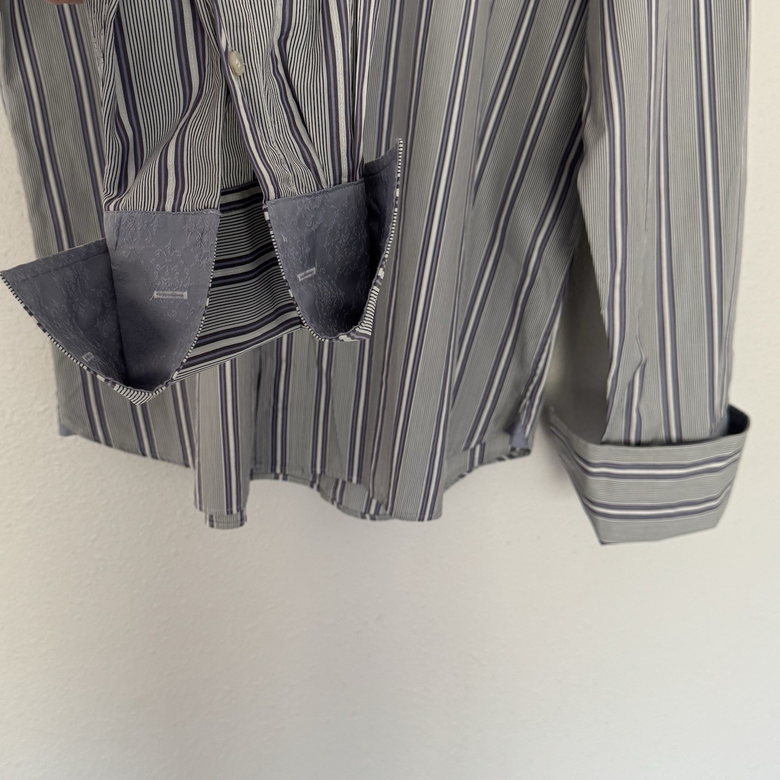 Ted Baker London Cotton Striped Button Down French Cuffs Shirt SZ 17.5 -32/33