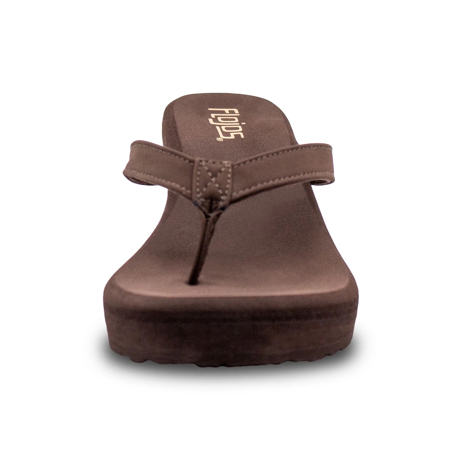 Flojos Womens Olivia Slip On Wedge Thong Sandals- Brown