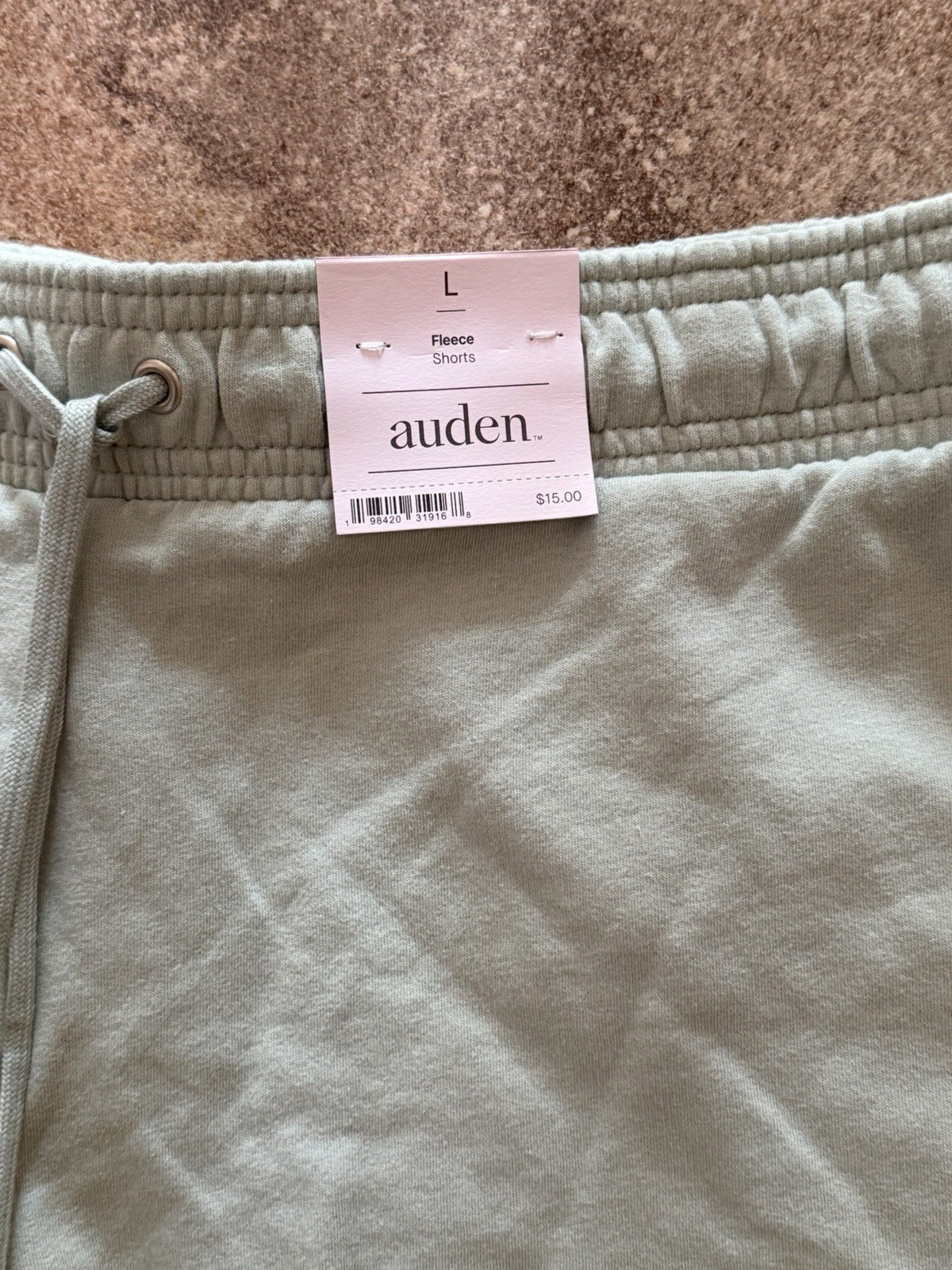 Auden Women Mid-Rise Fleece Drawstring Light Green Shorts Size L NWT