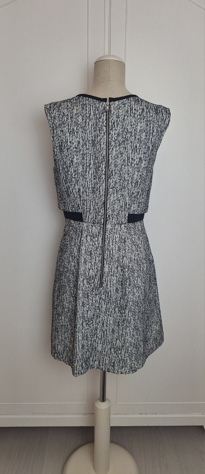OASIS Dark Blue & White Retro Style Layered Winter Dress Size 12