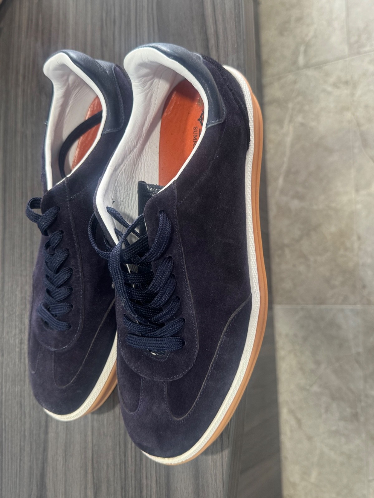 Loro Piana Navy Blue Trainers suede Men size 12US/45EU