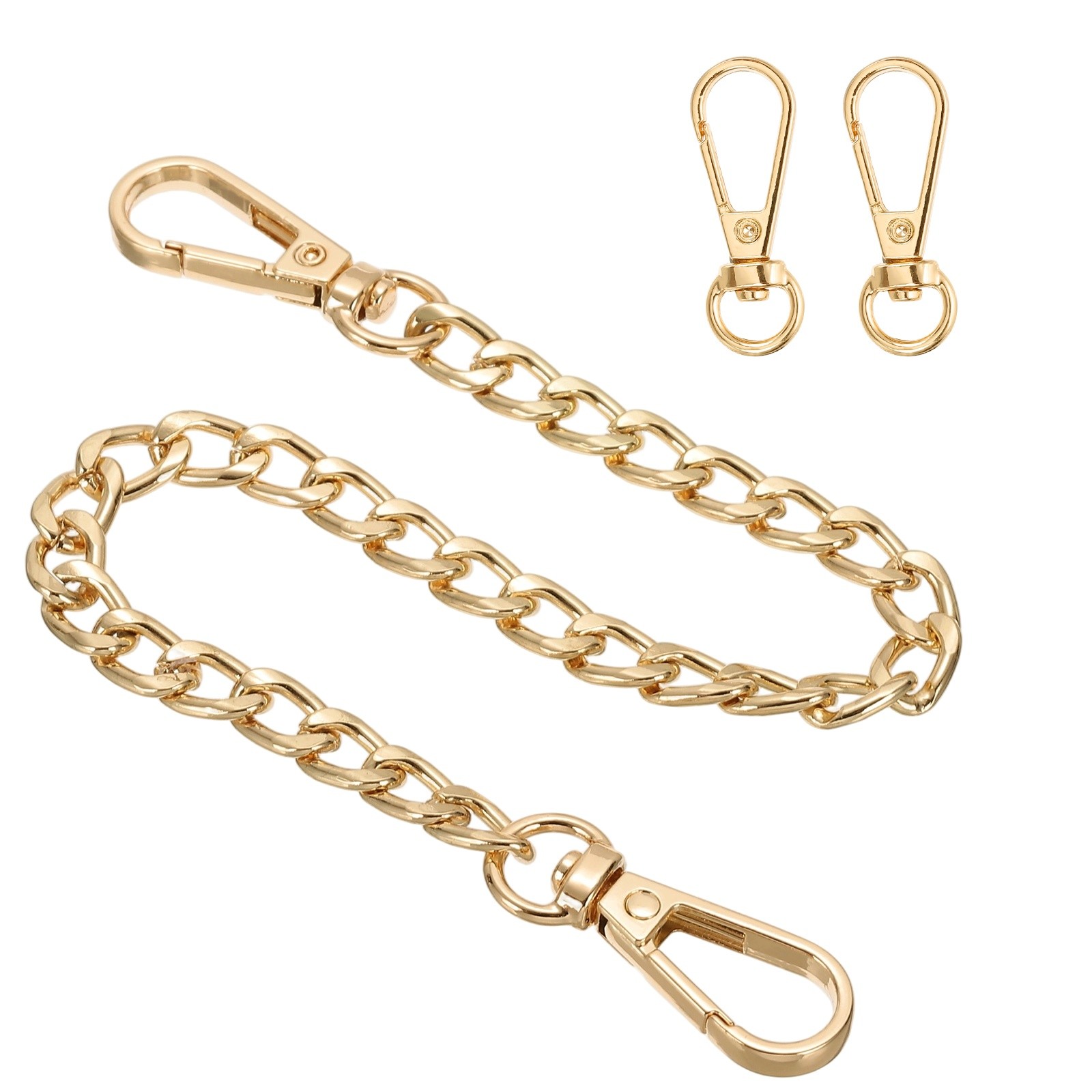11.8″ Flat Purse Chain Strap Lobster Swivel Trigger Clips Style2 Gold