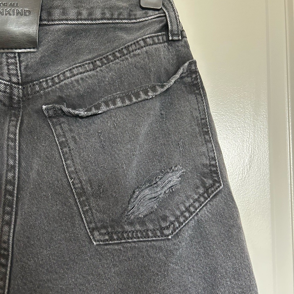 7 For All Mankind Black Easy Straight Leg Distressed 5 button Jeans