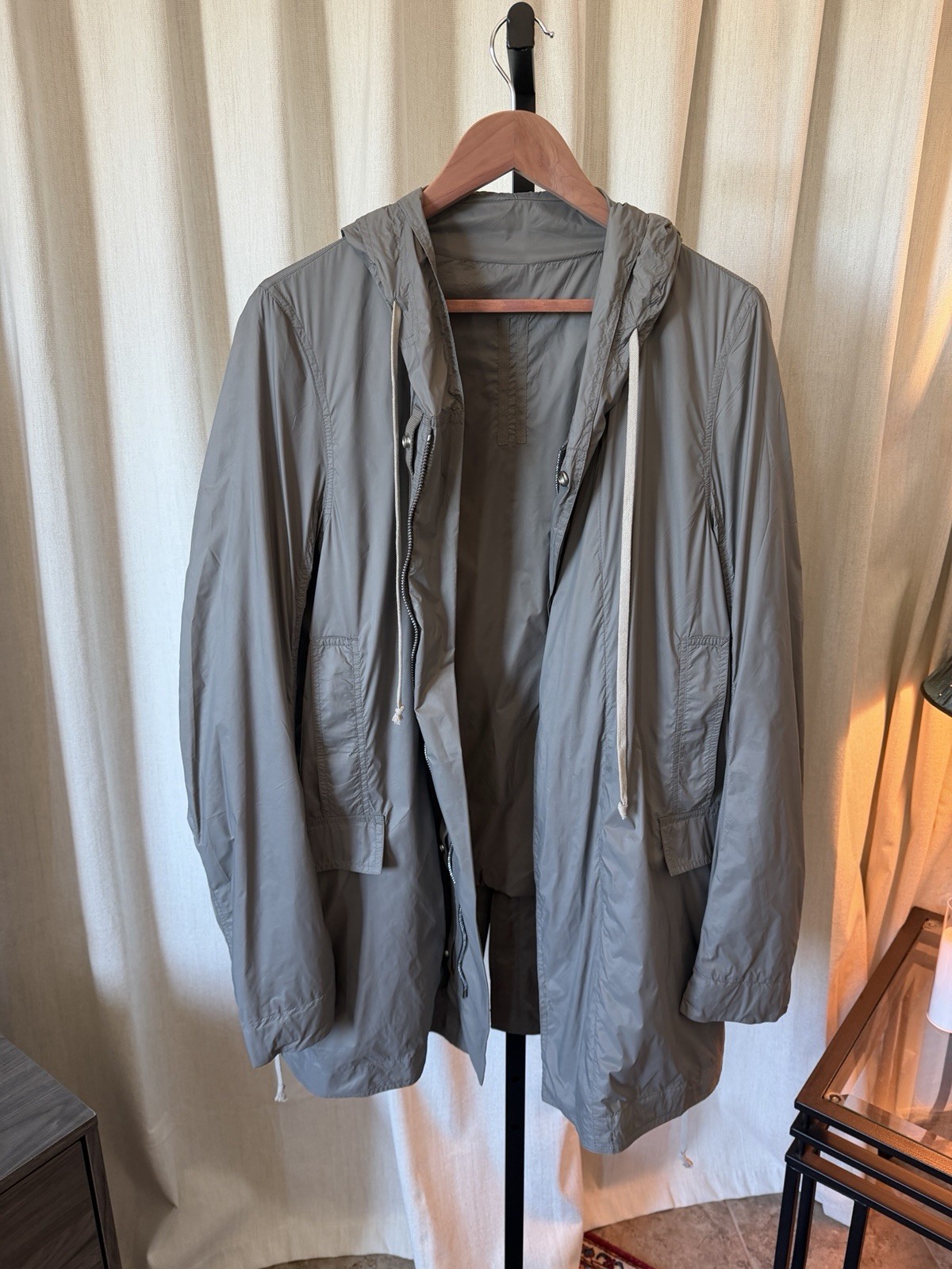 Rick Owens DRKSHDW SS18 Fishtail Parka in Stone SIZE S