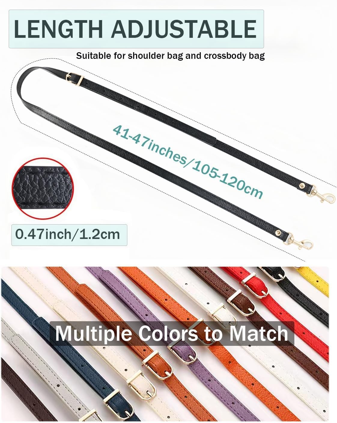 Leather Purse Strap Replacement Black Leather Crossbody Strap Adjustable