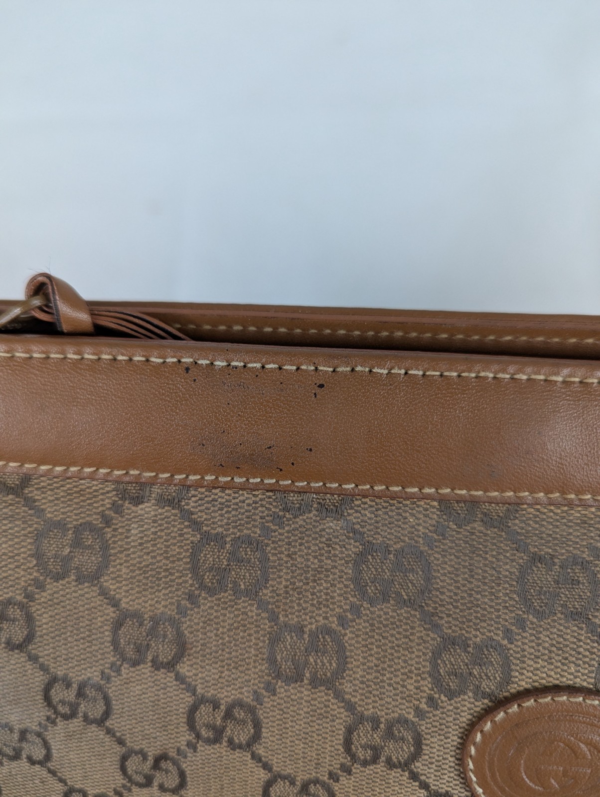 Vintage Gucci GG Supreme monogram pouch Handbag Brown Canvas Leather.