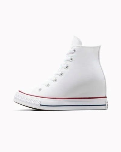 New NIB Converse Women’s All Star Hidden Wedge High Heel Platform White Sneakers