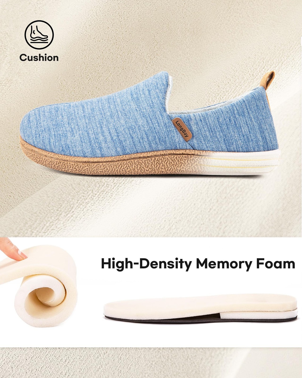 LongBay Women’s Slippers Memory Foam Cozy House Shoes for Indoor Outdoor | Br…