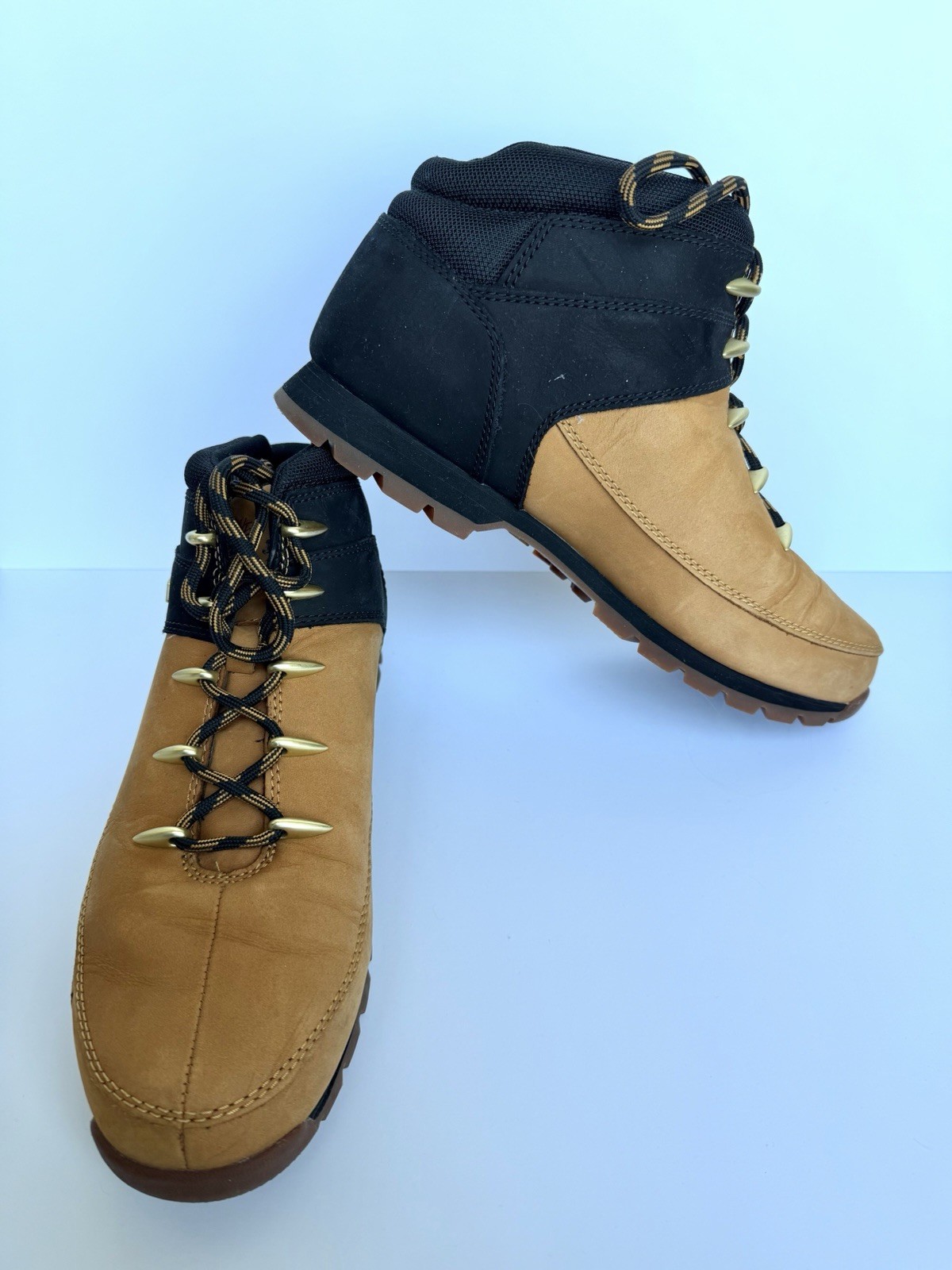 Timberland Men’s Hiker Ankle Boots Leather Beige/Black Lace-Up US 11.5