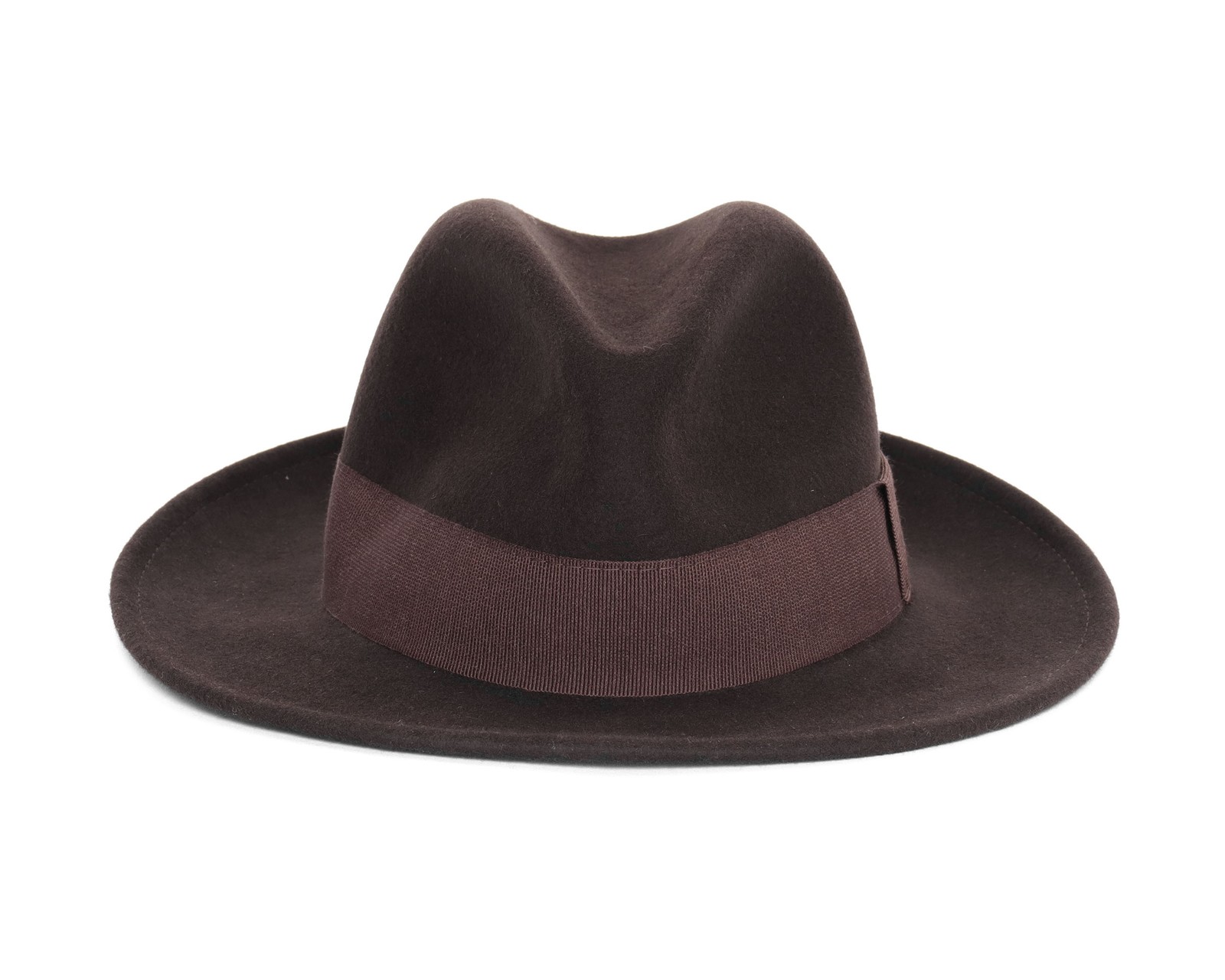 NWT EZZELINO Fedora HAT dark brown wool felt luxury Italy 61 XL