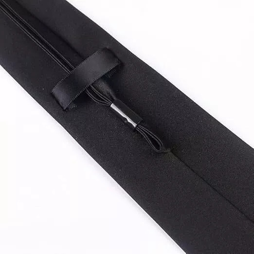 2Pcs Men’s Adjustable Black PreTied Necktie Office Zipper Neck Tie Clip On Tie