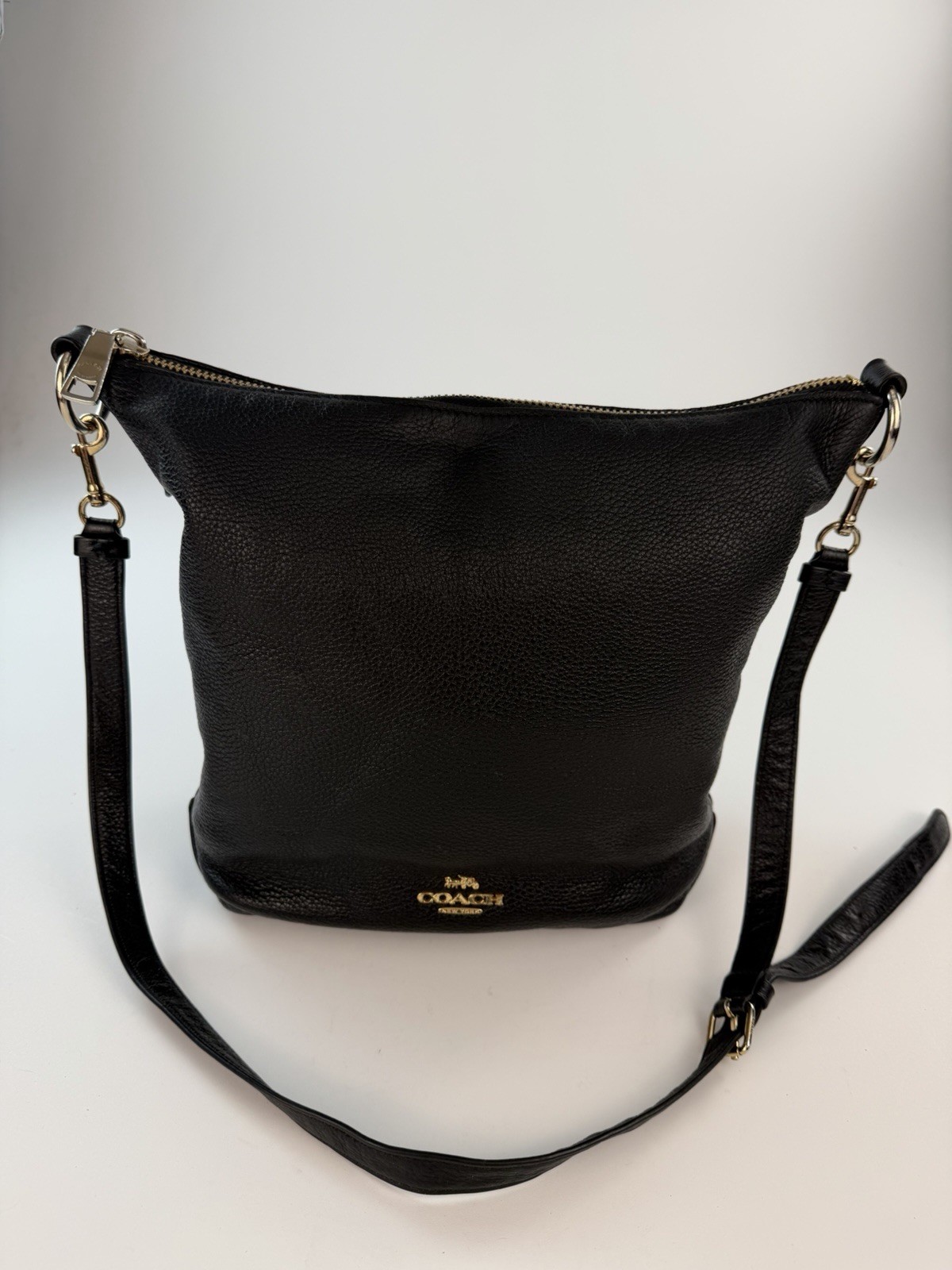 Coach Abby Duffle shoulder bag in black pebbled leather