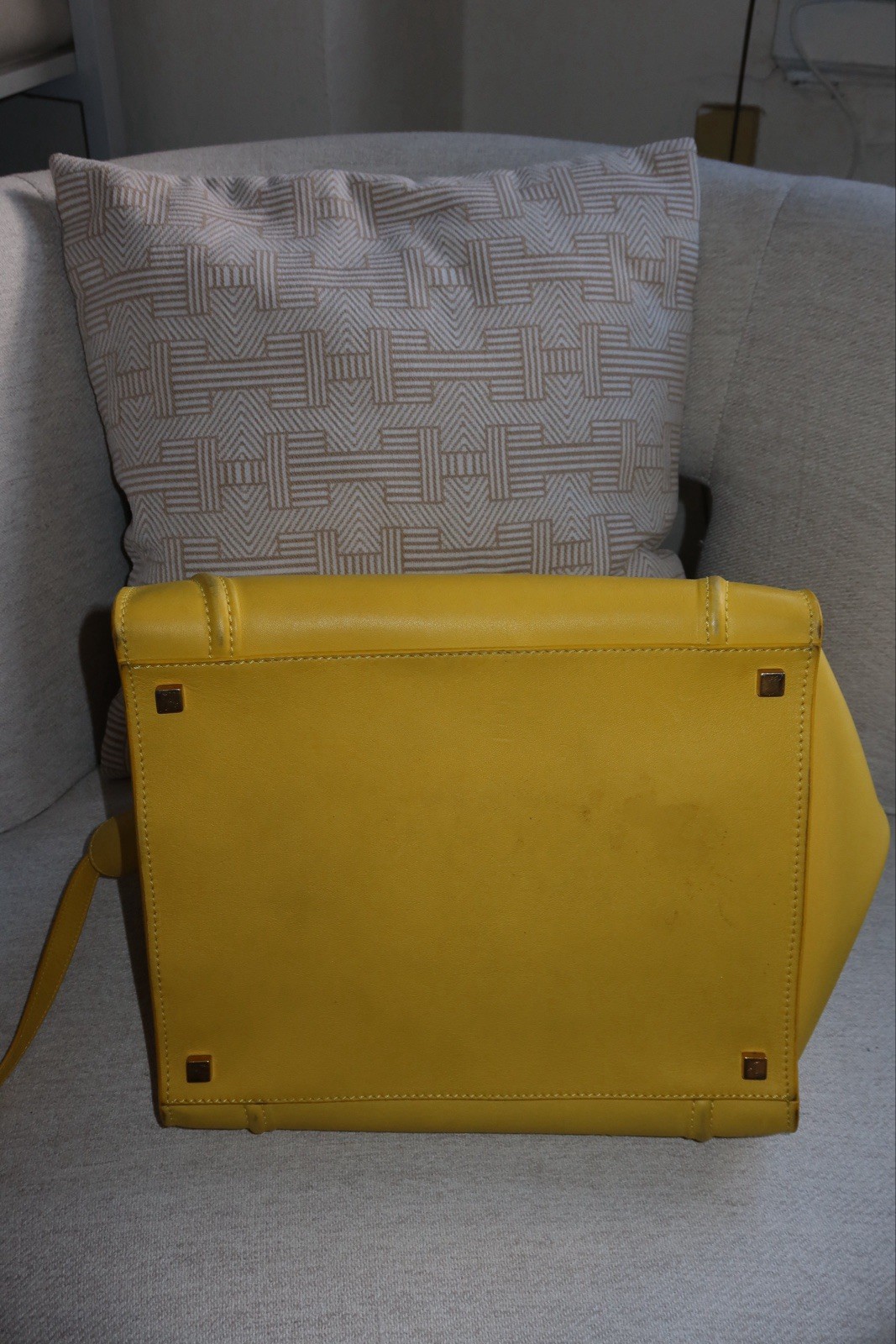 Celine Yellow Leather Medium Phantom Luggage Tote Bag $4200 With Dust Bag