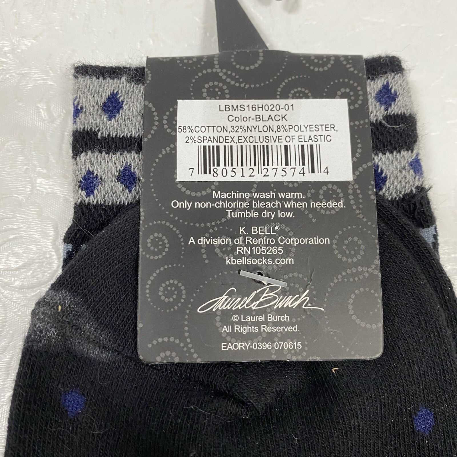 Laurel Burch Mens sz 10-13 Crew Socks Native Tribal Cat Black Gray Novelty NEW
