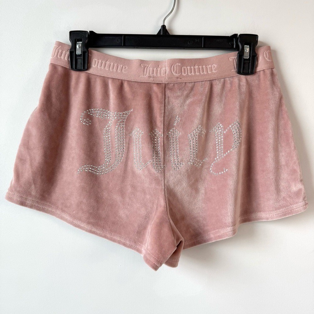 Juicy Couture Rhinestone Velour Shorts Mauve M