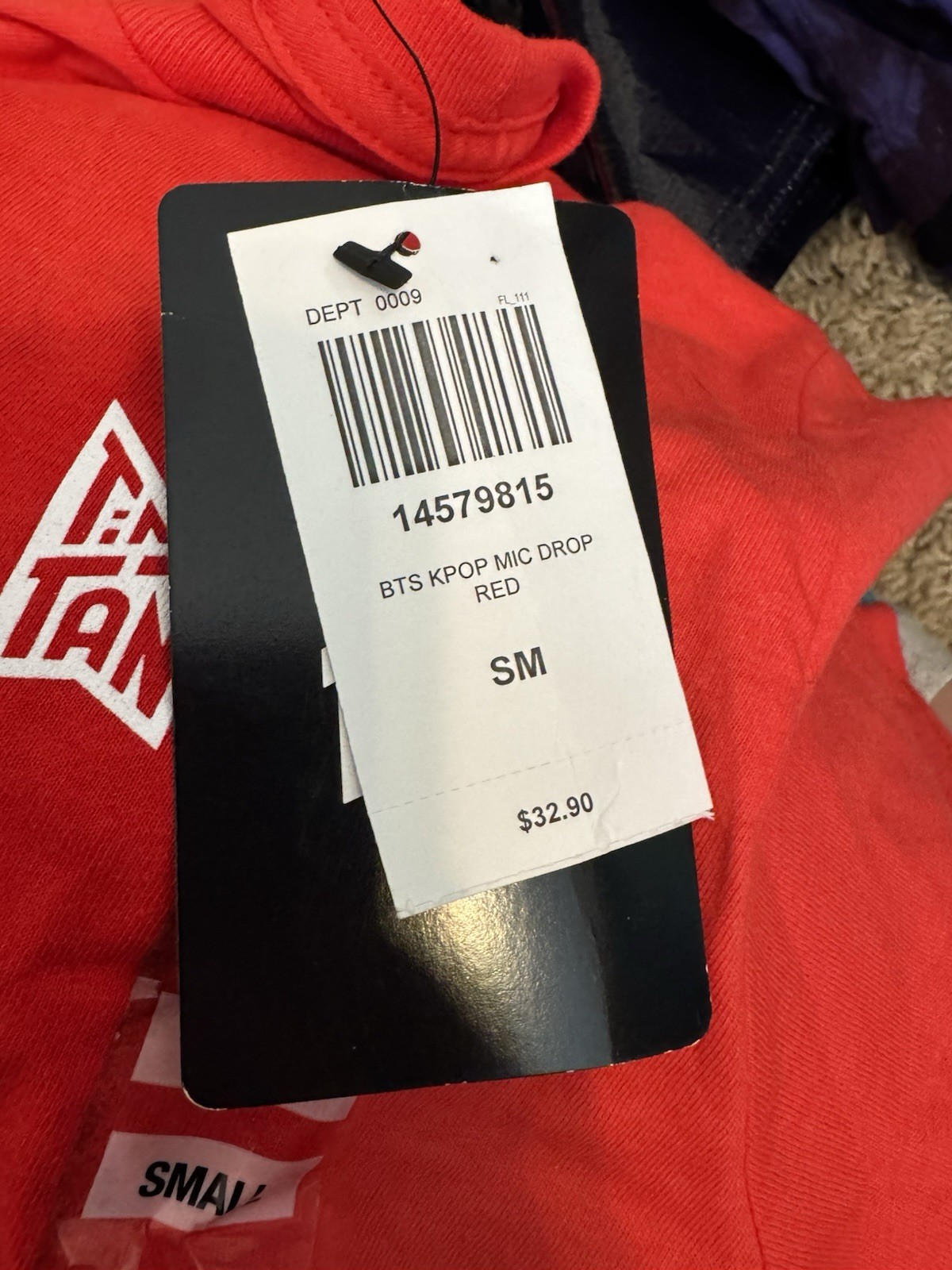BTS Tiny Tan Hot Topic MIC DROP Red T-shirt Kpop Size Small NWT Official Merch