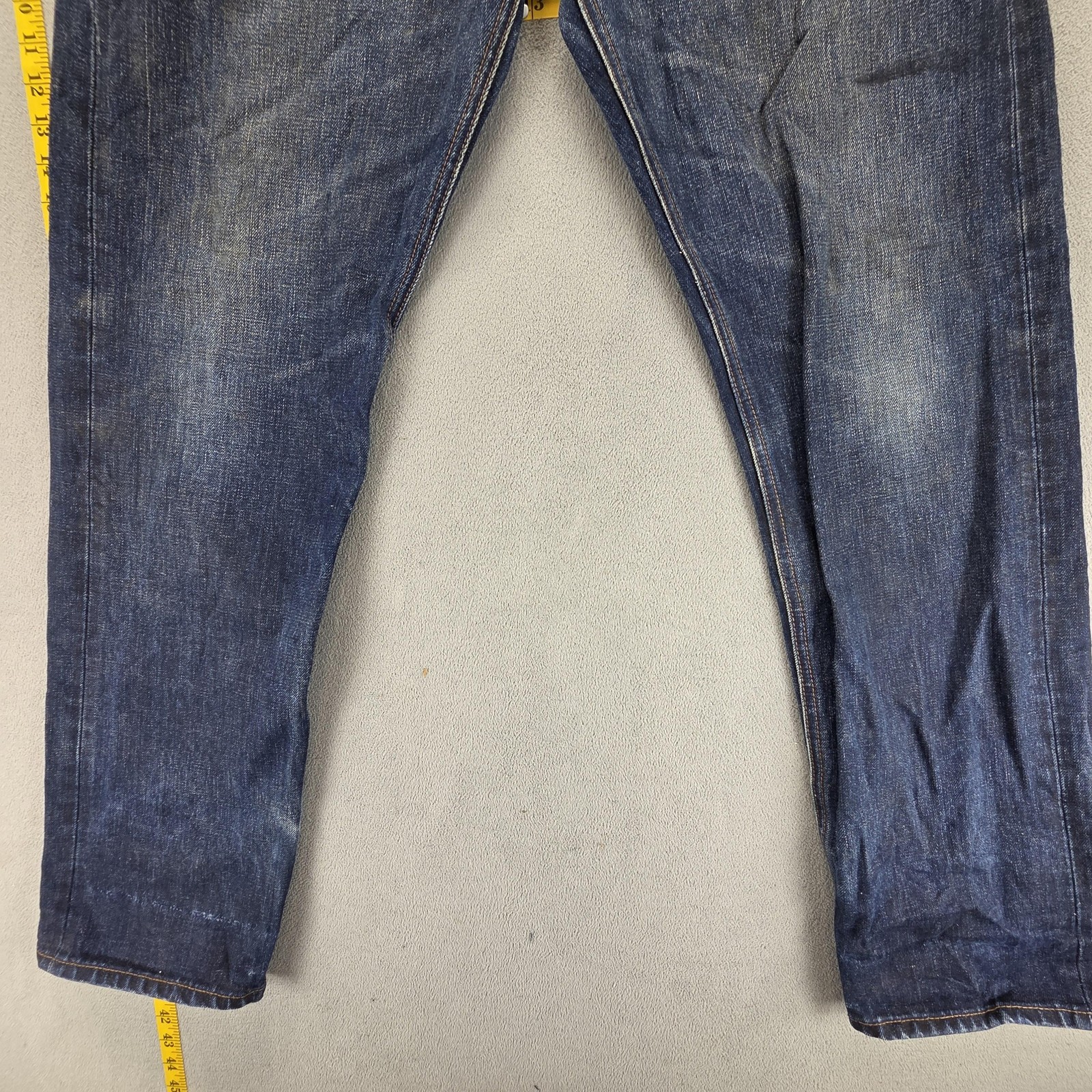 Selvedge Jeans Mens 34×32 Blue Regular Straight Farrell Buckle Back Honeycomb