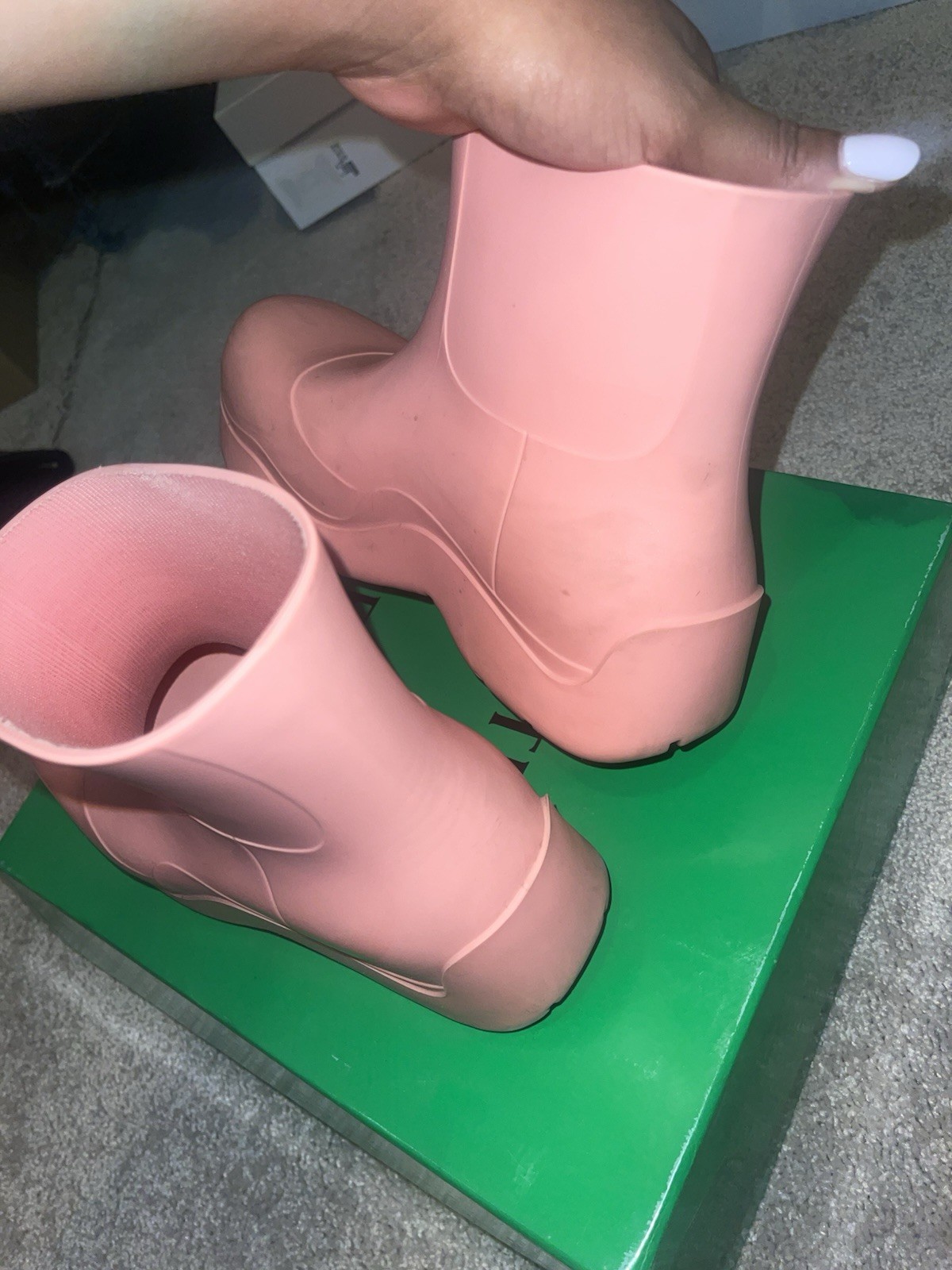 Bottega Veneta Puddle Pink Rubber Ankle Slip On Rain Boots for Women