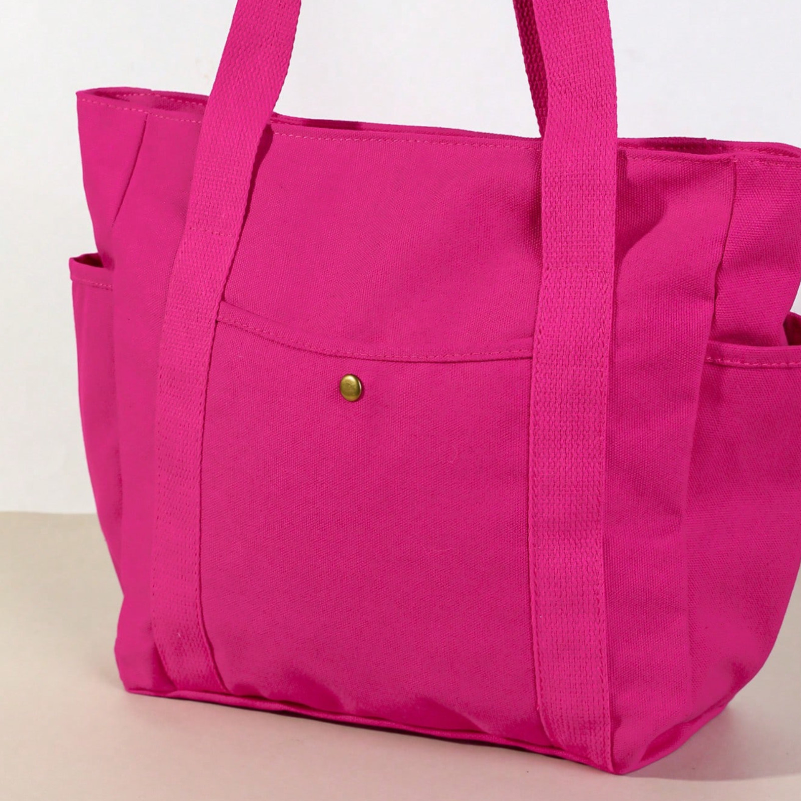 Large Capacity Canvas Tote Bag Multi-Pocket Shoulder Bag Portable Women Handbag