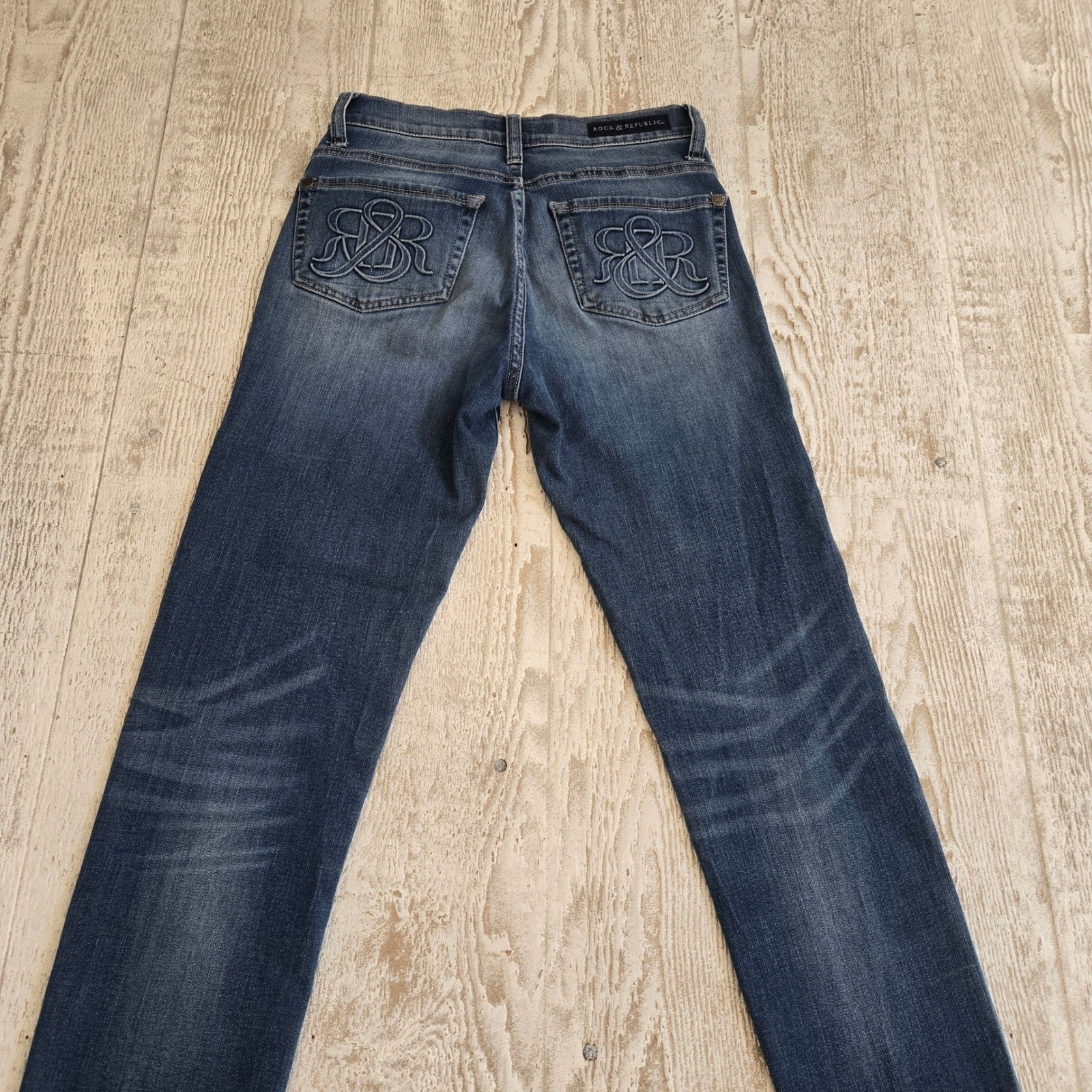 Rock & Republic Beijing Y2K Indigo Skinny Jeans Dark Wash Embroidered Size 2
