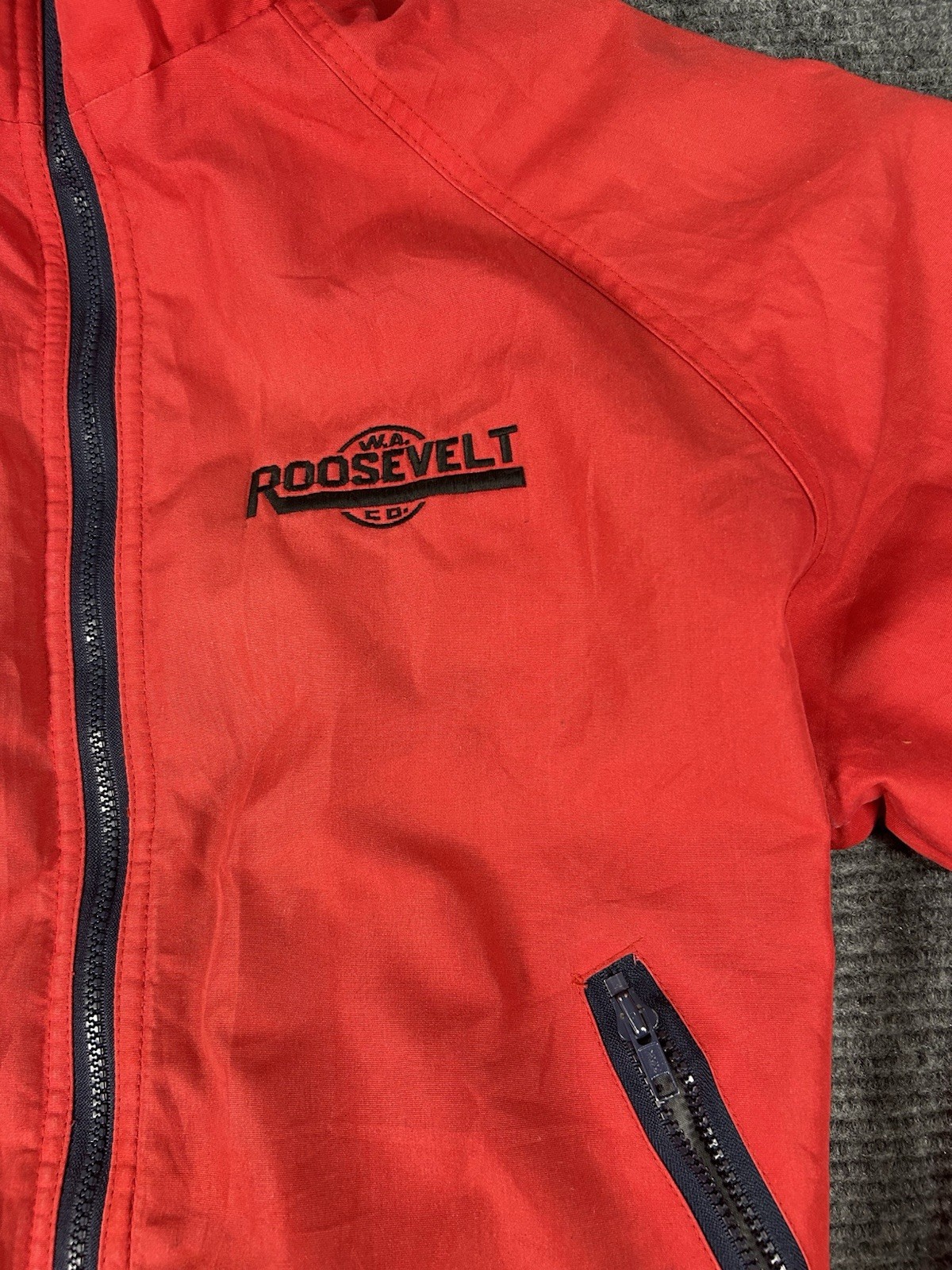 VTG Sportsmaster Jacket Mens L Red Fleece Lined Bomber USA Made Workwear READ