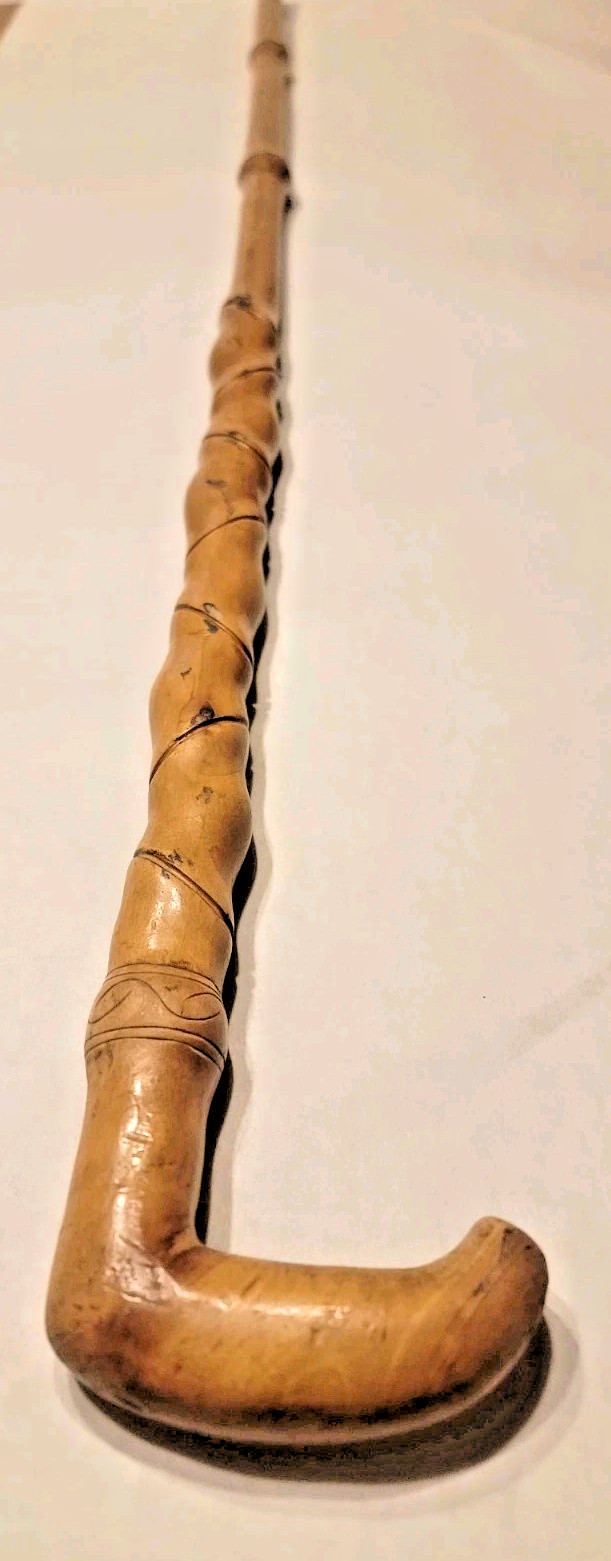 Hand Carved Wood Twisted Walking Stick Cane 9.1oz 35” Vintage